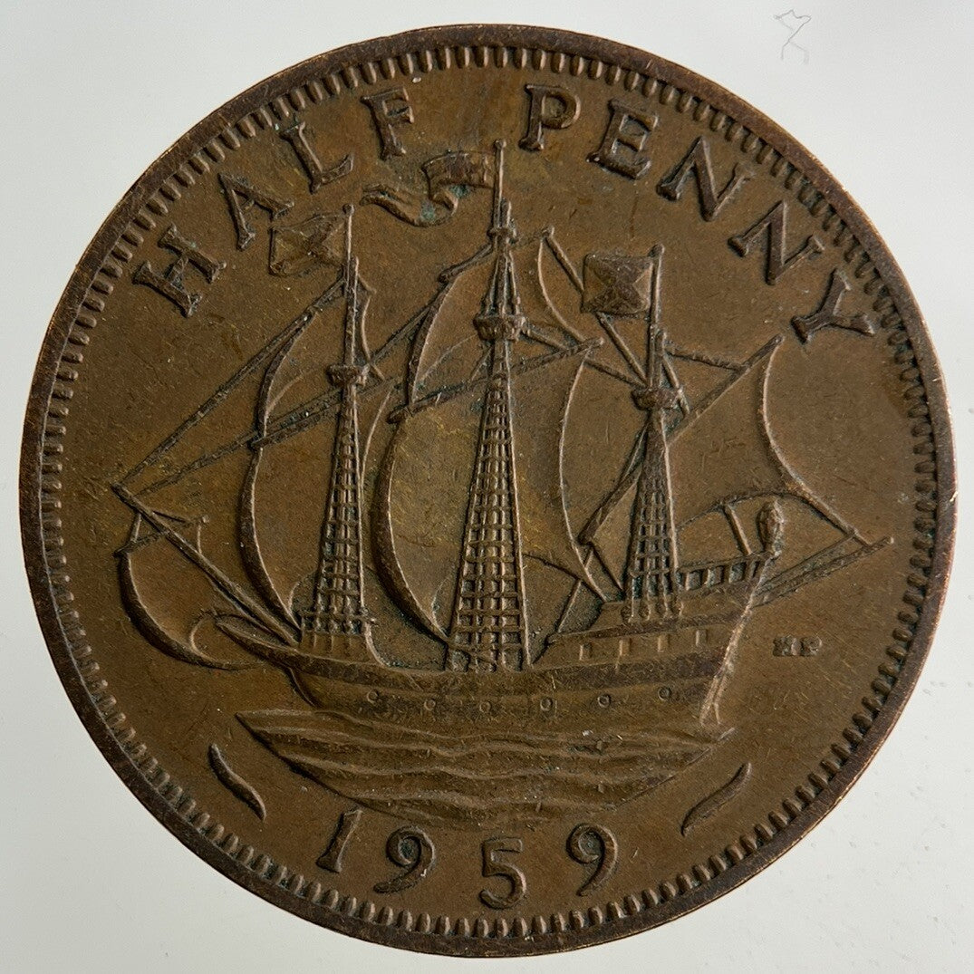 1959 Elizabeth II 2nd Half-Penny Coin | Fine Collectable Grade