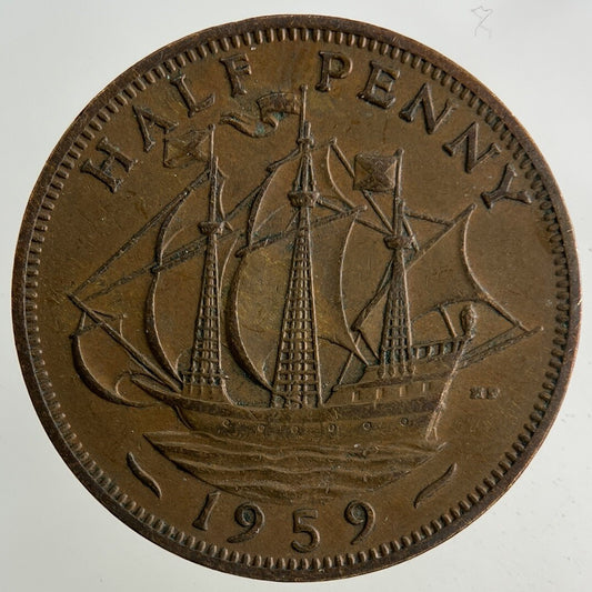 1959 Elizabeth II 2nd Half-Penny Coin | Fine Collectable Grade
