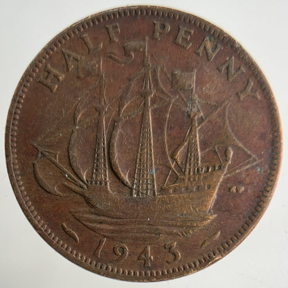 1943 George VI Half-Penny Coin | Collectable Grade