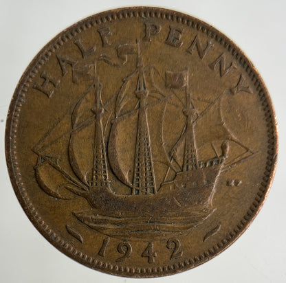 1942 George VI Half-Penny Coin | Collectable Grade