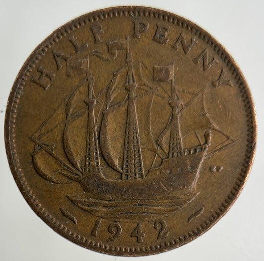 1942 George VI Half-Penny Coin | Collectable Grade