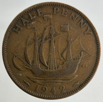 1942 George VI Half-Penny Coin | Collectable Grade