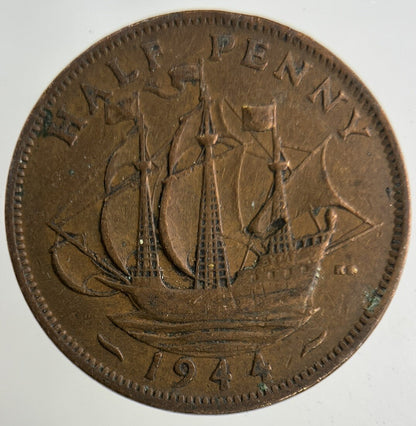 1944 George VI Half-Penny Coin | Collectable Grade