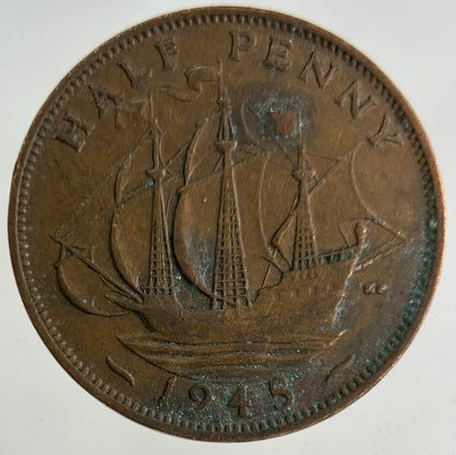 1945 George VI Half-Penny Coin | Collectable Grade