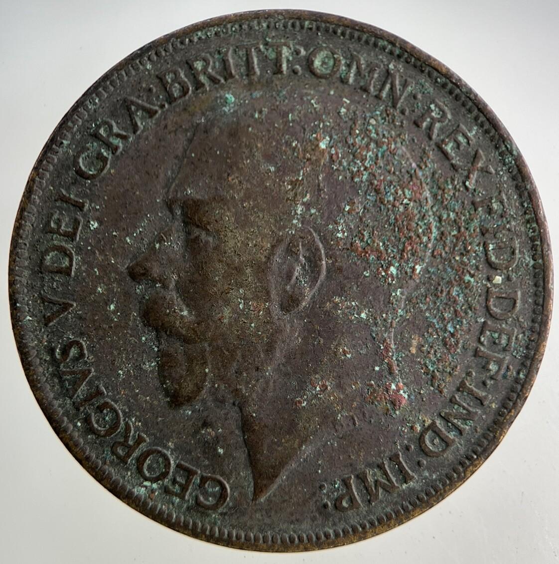 1918 George V One Penny Coin | Fair Grade