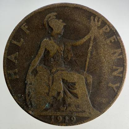 1919 George V Half-Penny Coin | Fair Grade
