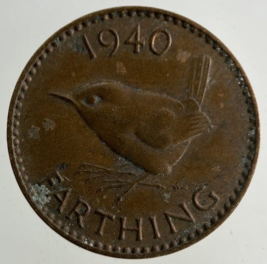 1940 George VI Wren Farthing Coin | Fine Collectable Grade