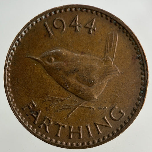 1944 George VI Wren Farthing Coin | Fine Collectable Grade