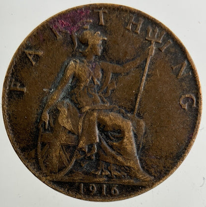 1916 George V Farthing Coin | Fine Collectable Grade
