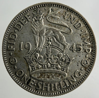 1945 George VI Shilling Silver Coin | Fine Collectable Grade