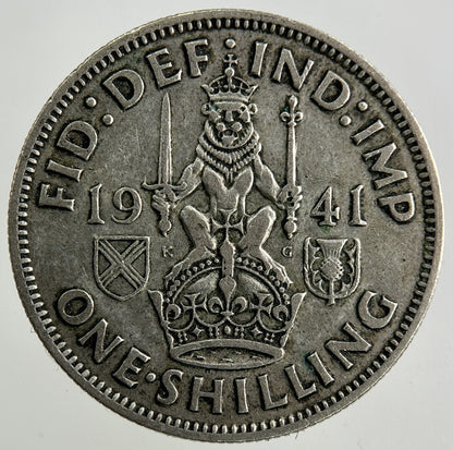 1941 George VI Shilling Silver Coin | Fine Collectable Grade