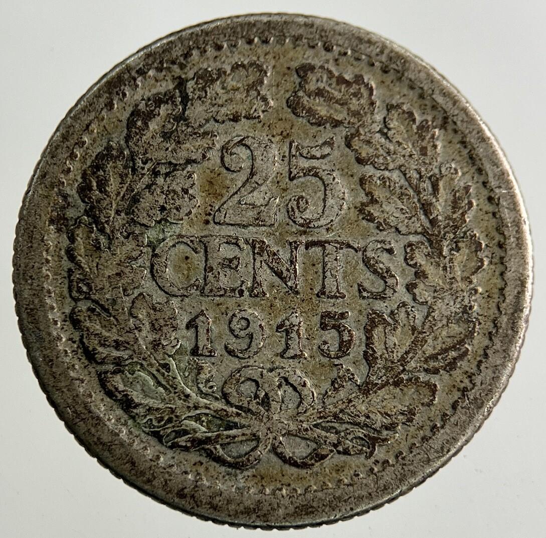 1915 Netherlands 25 Cents Silver Coin | Collectable Grade