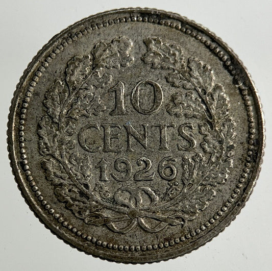 1926 Netherlands 10 Cents Silver Coin | Fine Collectable Grade