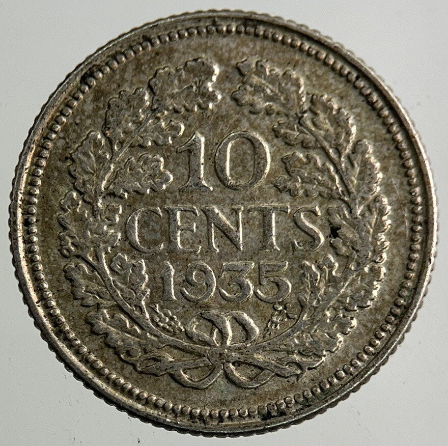 1935 Netherlands 10 Cents Silver Coin | Fine Collectable Grade