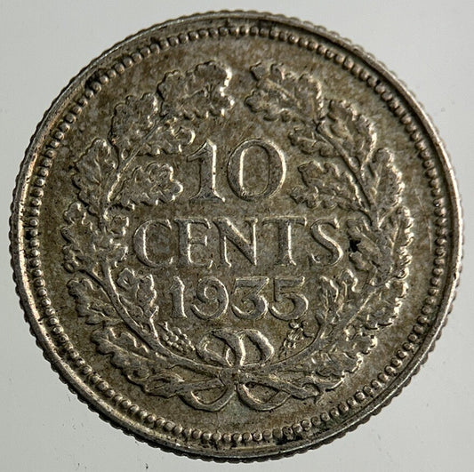 1935 Netherlands 10 Cents Silver Coin | Fine Collectable Grade