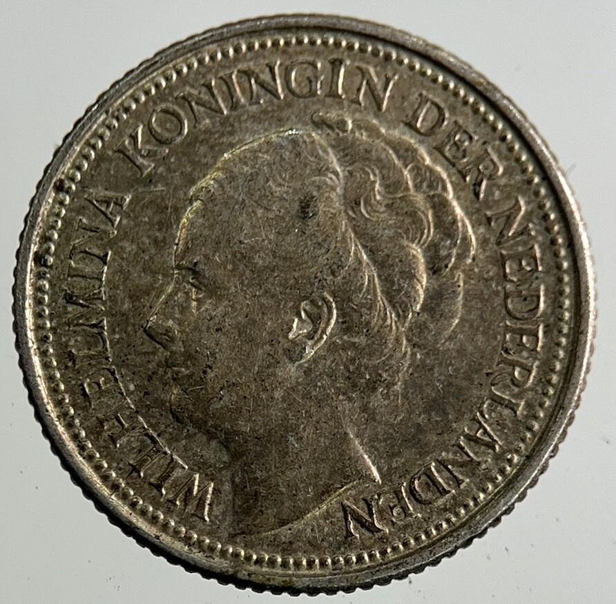 1935 Netherlands 10 Cents Silver Coin | Fine Collectable Grade