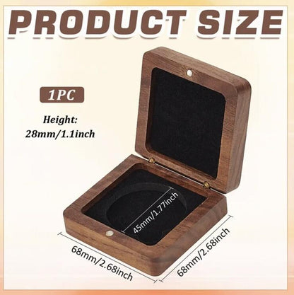 Coin / Medal Display Wood Storage Protective Box With Black Velvet Interior