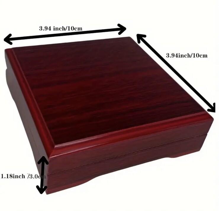 1 x Coin / Medal Display Wood Storage Protective Box With Red Velvet Interior