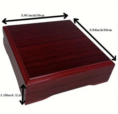 1 x Coin / Medal Display Wood Storage Protective Box With Red Velvet Interior