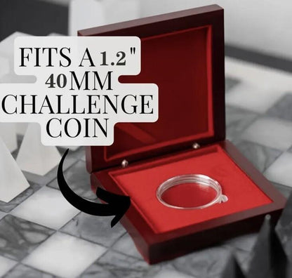 1 x Coin / Medal Display Wood Storage Protective Box With Red Velvet Interior