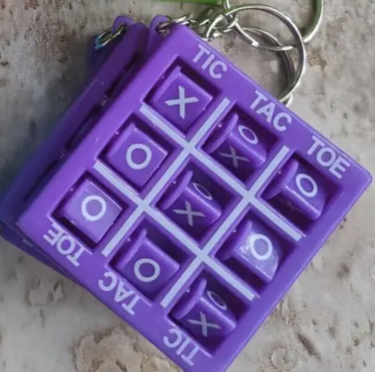 1 x Purple Naughts & Crosses Game Puzzle Keyring Premium Keychain Gift UK