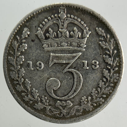 1913 George V Threepence Silver Coin | Fine Collectable Grade