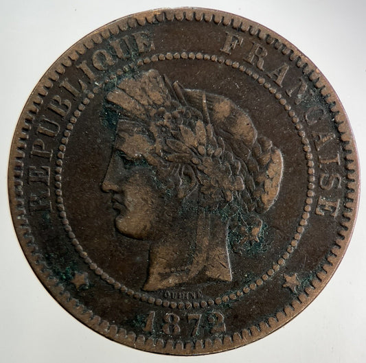 1872 France 10 Centimes Coin | Fine Collectable Grade