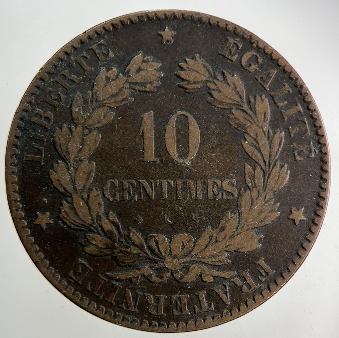 1872 France 10 Centimes Coin | Fine Collectable Grade