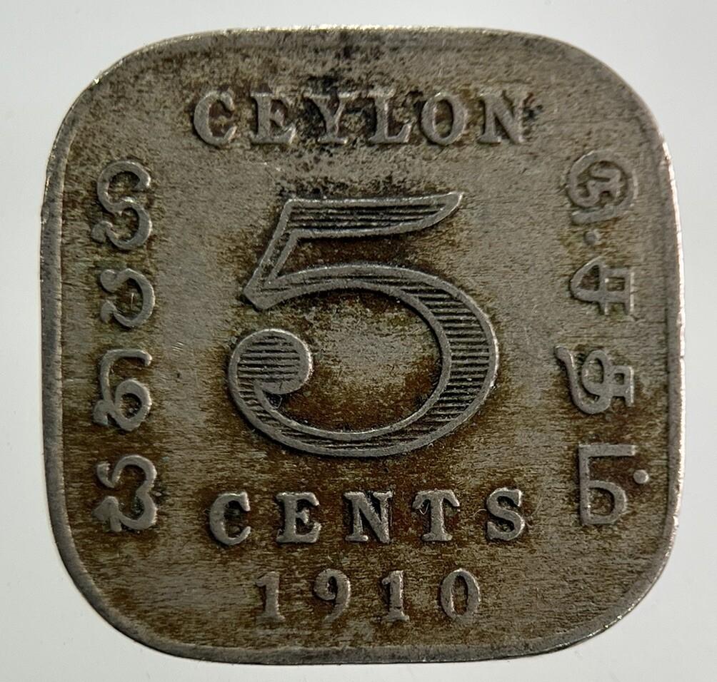 1910 Ceylon 5 Cents Coin | Collectable Grade