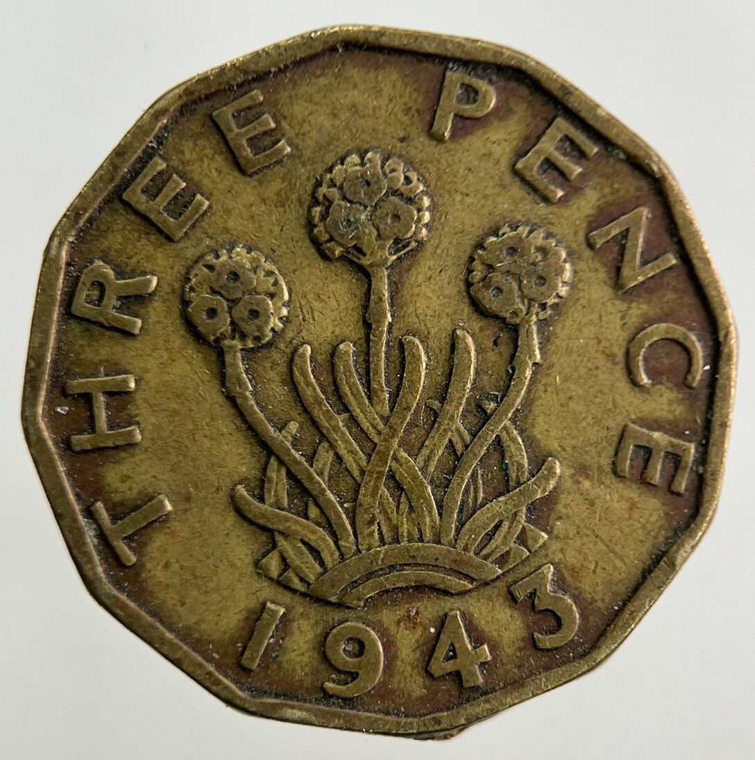 1943 George VI Brass Threepence Coin | Fine Collectable Grade