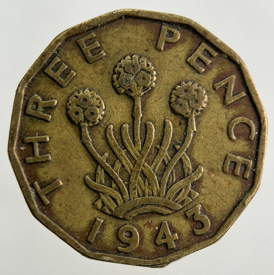1943 George VI Brass Threepence Coin | Fine Collectable Grade