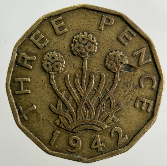 1942 George VI Brass Threepence Coin | Fine Collectable Grade