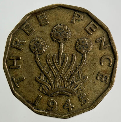 1945 George VI Brass Threepence Coin | Fine Collectable Grade