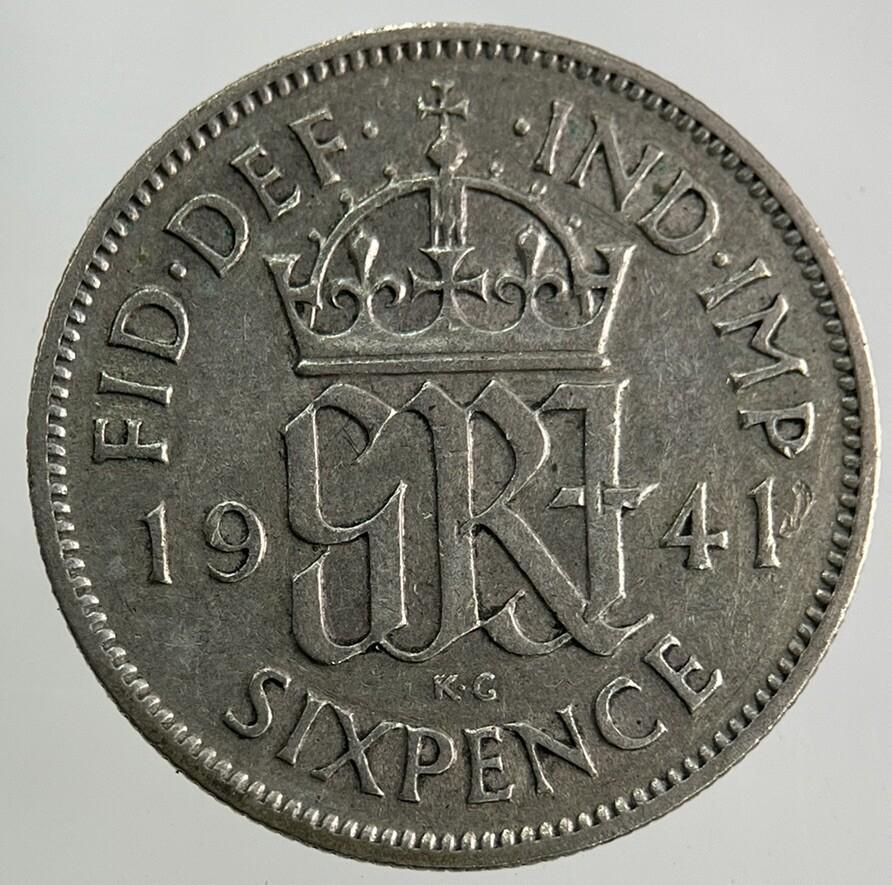 1941 George VI Sixpence Silver Coin | Fine Collectable Grade