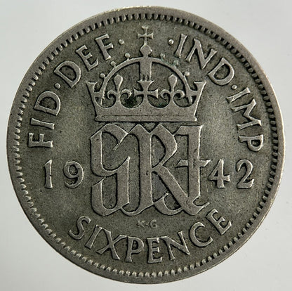 1942 George VI Sixpence Silver Coin | Fine Collectable Grade