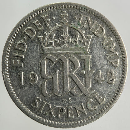1942 George VI Sixpence Silver Coin | Fine Collectable Grade
