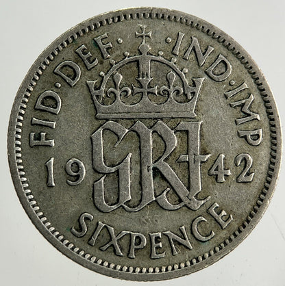 1942 George VI Sixpence Silver Coin | Fine Collectable Grade