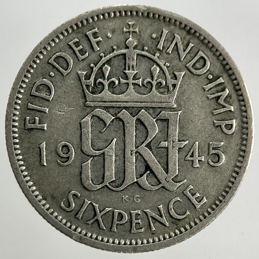 1945 George VI Sixpence Silver Coin | Fine Collectable Grade
