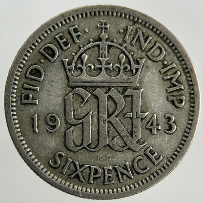 1943 George VI Sixpence Silver Coin | Fine Collectable Grade
