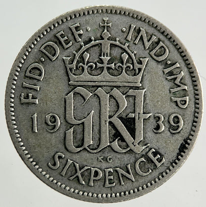 1939 George VI Sixpence Silver Coin | Fine Collectable Grade