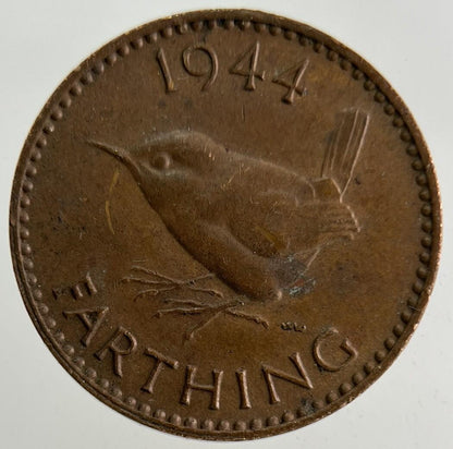 1944 George VI Wren Farthing Coin | Fine Collectable Grade