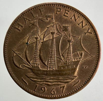 1967 Elizabeth II 2nd Half-Penny Coin | Very Fine Grade