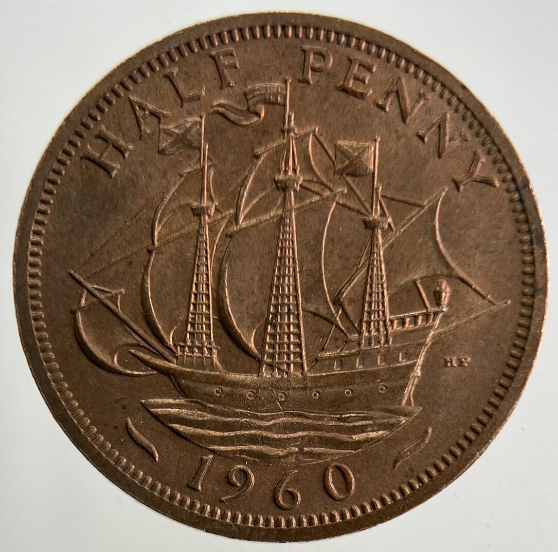 1960 Elizabeth II 2nd Half-Penny Coin | Very Fine Grade
