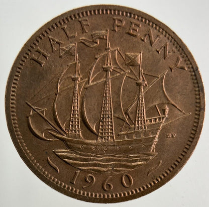1960 Elizabeth II 2nd Half-Penny Coin | Very Fine Grade