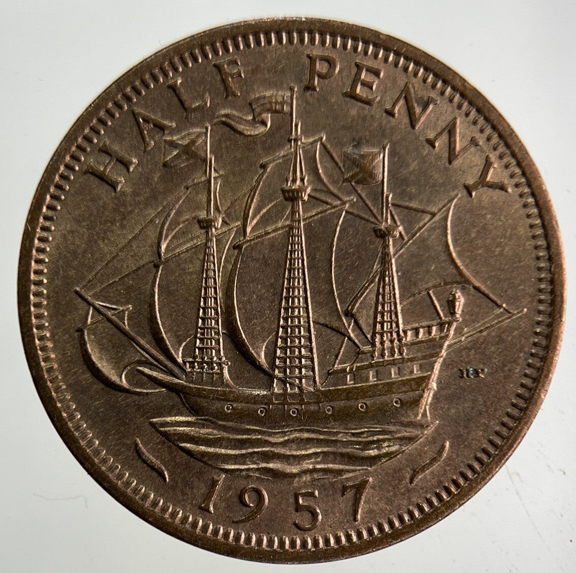 1957 Elizabeth II 2nd Half-Penny Coin | Very Fine Grade