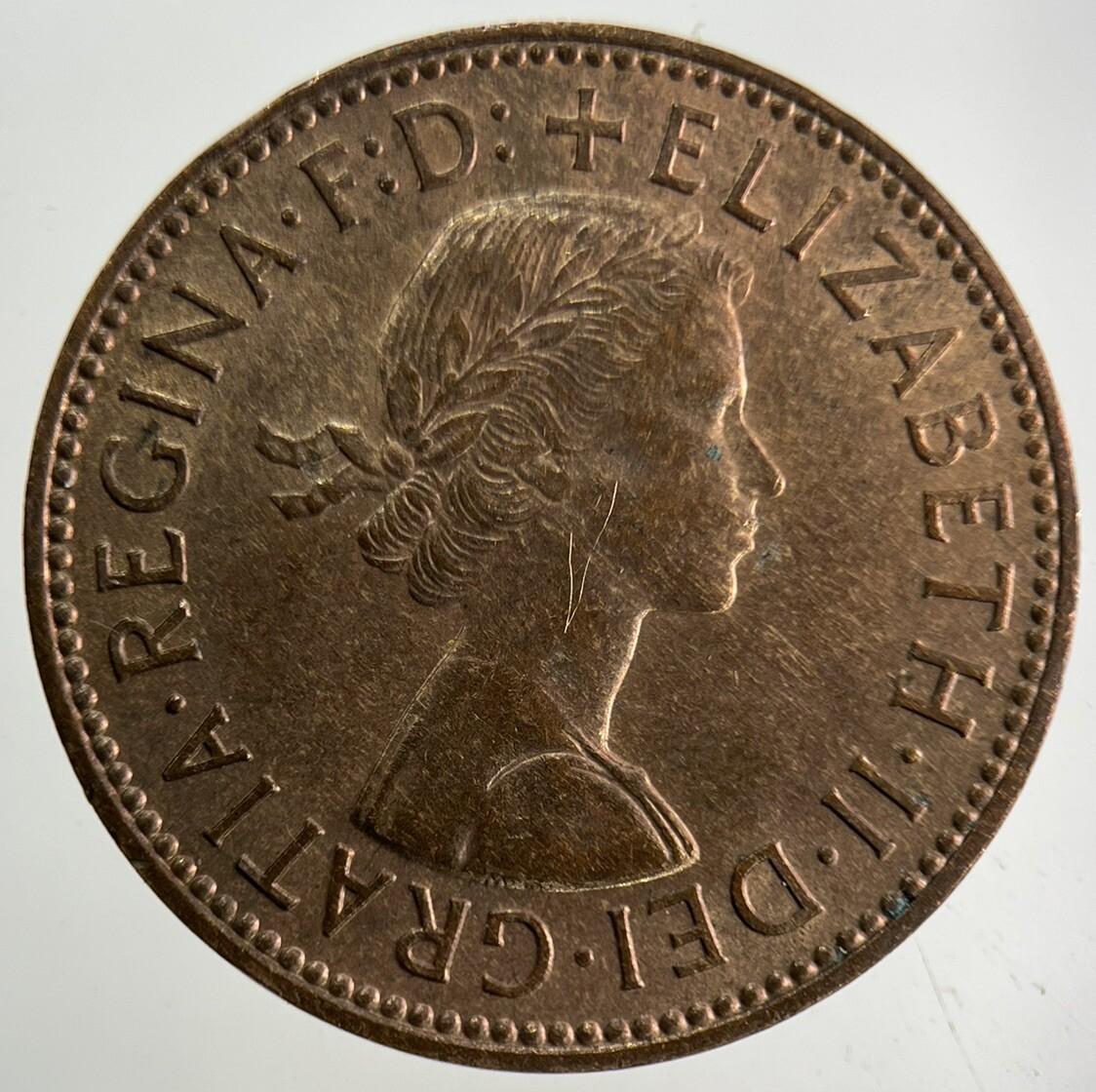 1957 Elizabeth II 2nd Half-Penny Coin | Very Fine Grade