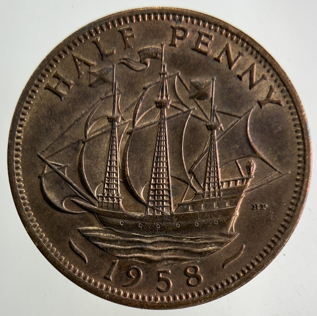 1958 Elizabeth II 2nd Half-Penny Coin | Very Fine Grade