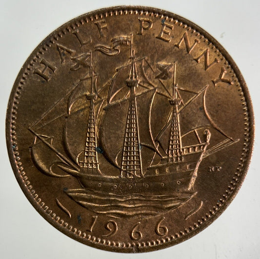 1966 Elizabeth II 2nd Half-Penny Coin | Very Fine Grade