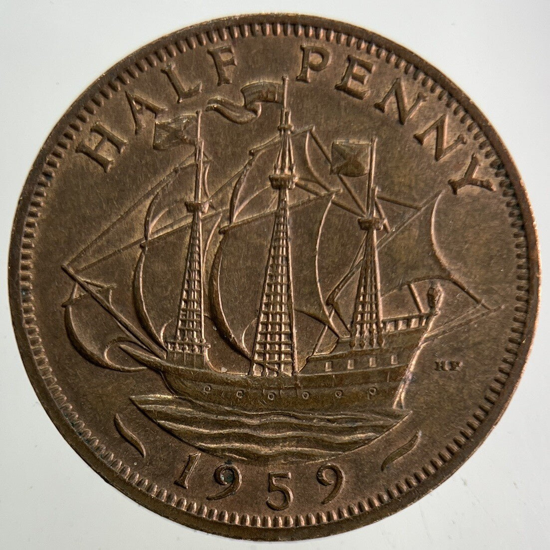 1959 Elizabeth II 2nd Half-Penny Coin | Very Fine Grade