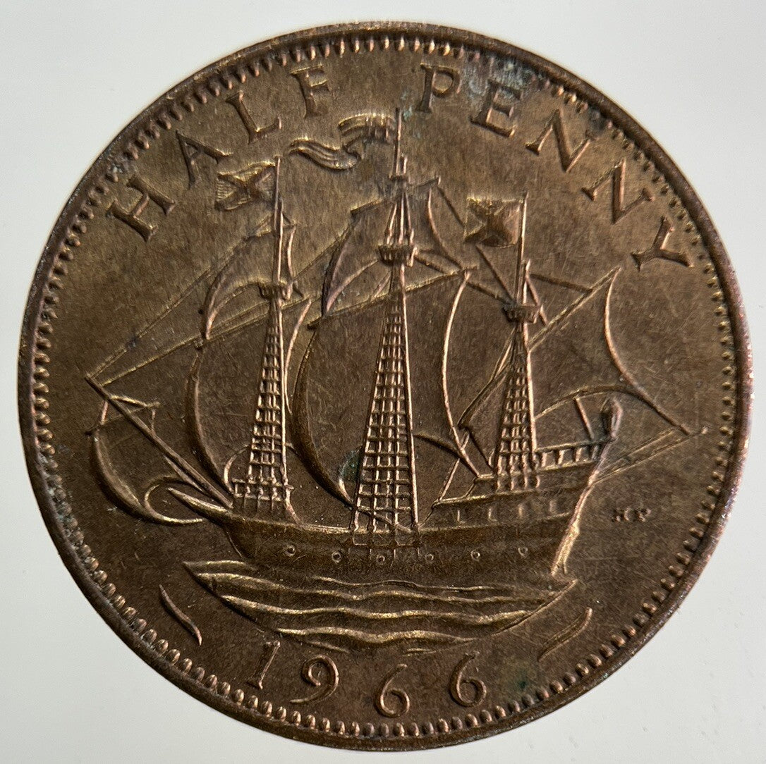 1966 Elizabeth II 2nd Half-Penny Coin | Very Fine Grade